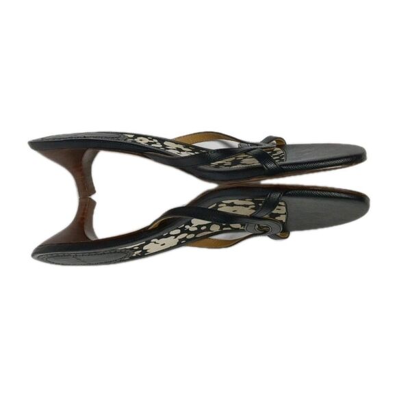 Lands' End Kitten Heels Open Straps Sandals Low Heel Slip-On Women 7B Black 2442 - Picture 6 of 10